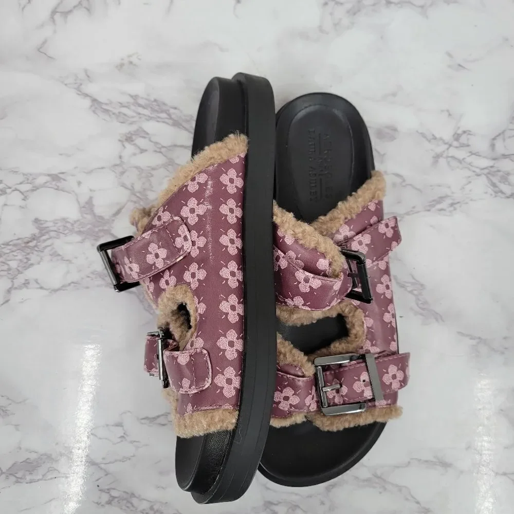 AEROSOLES X Laura Ashley La Olivia Faux Shearling Slide Purple Women's Size 7
